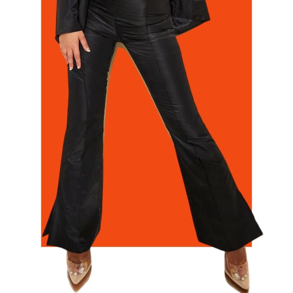 NWT Black Nylon Pintuck Pants - Picture 1 of 2